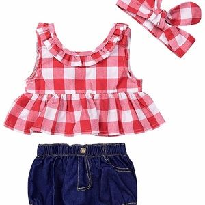 Baby girl plaid ruffle outfit 0-6m